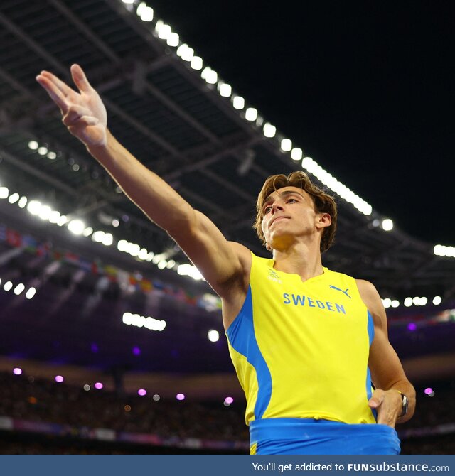 Armand duplantis, after breaking pole vault world record