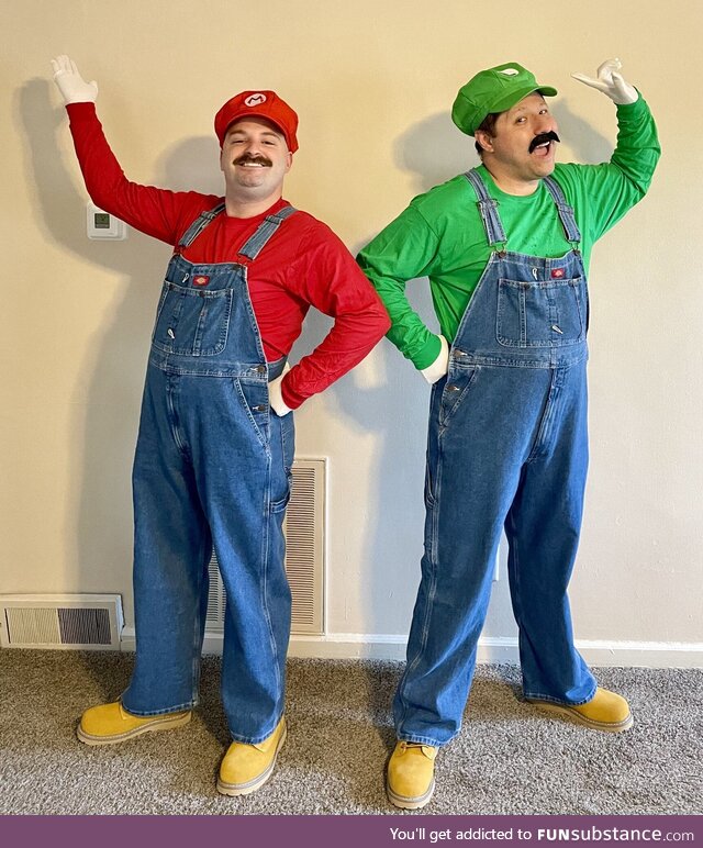 My husband and I went as Mario and Luigi last night