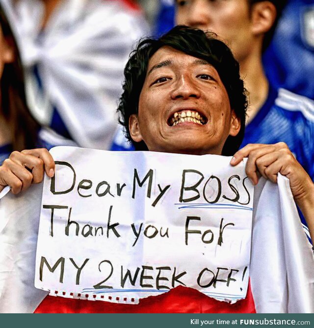 A Japan fan at the World Cup