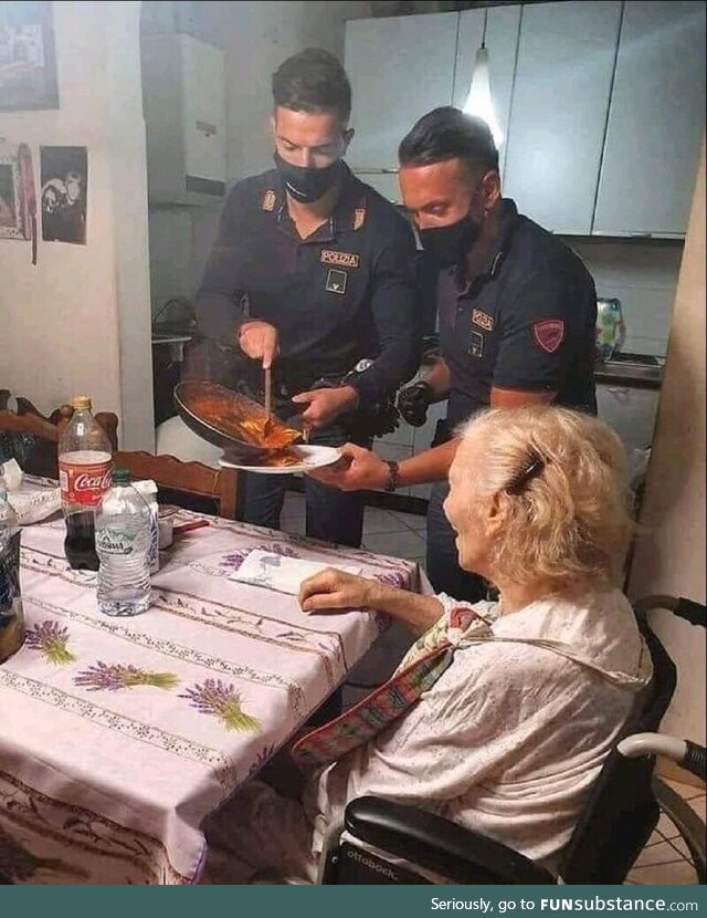 The Italian police made a 87 year old woman pasta after she called to say she was hungry