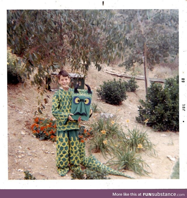 Impressive do-it-yourself Dragon costume! (1968 Polaroid found at an estate sale)