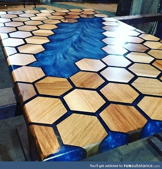 Blue epoxy table