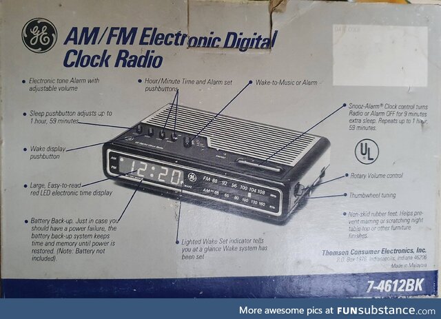 The immortal, the ever-present, vintage 80s GE alarm clock radio's original box!