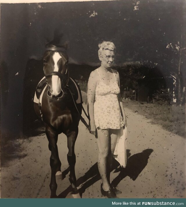 My grandparents going to the beach in the 1940s