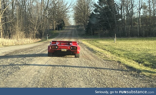 [OC] A Lamborghini Countach on a random dirt road in Michigan