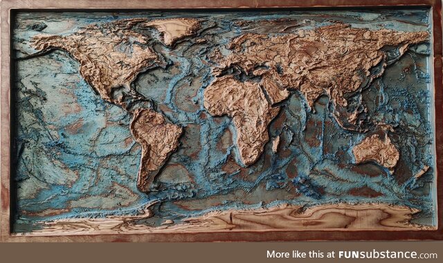 World map made of wood