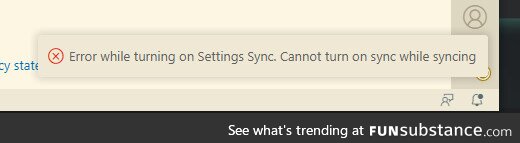 Installing VS Code and syncing settings.. Thought this error was funny