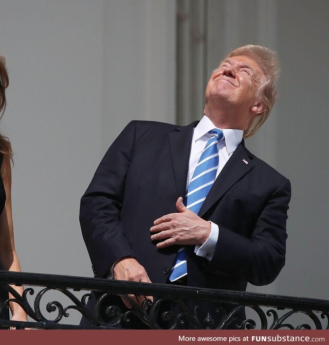 Donald Trump staring into the eclipse, 2017