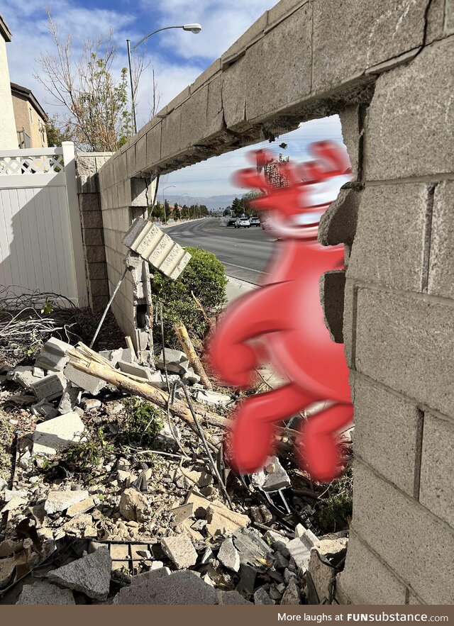 Someone drove a car through our wall at high speed last night. I suppose this is a coping