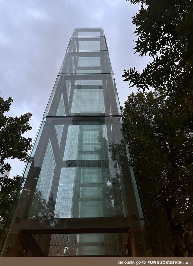 One of the monuments etched with the serial numbers of holocaust victims in an exhibit