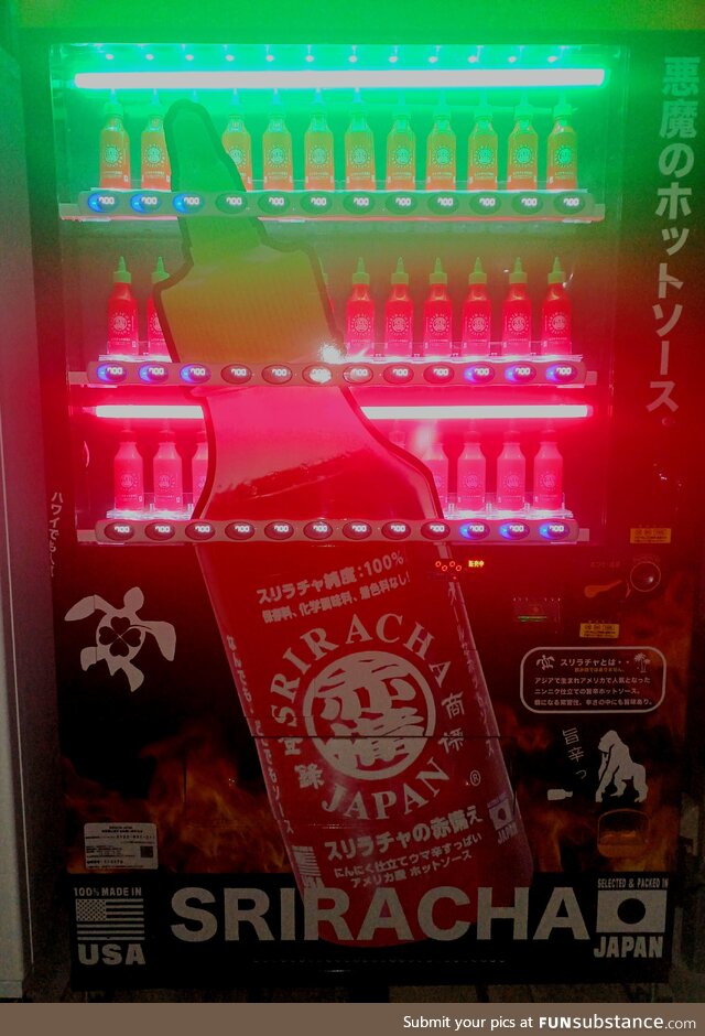 This Japanese vending machine which exclusively stocks Sriracha chilli sauce