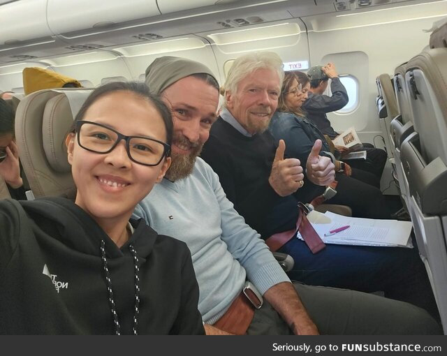 We met Richard Branson on our economy connecting flight