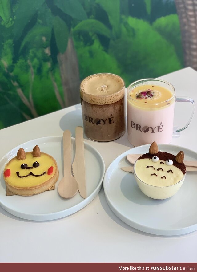 Pikachu yuzu tart and Totoro tiramisu