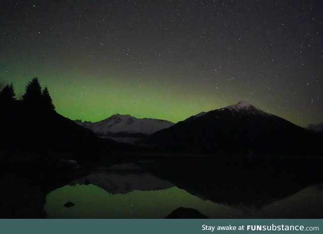 Aurora over Juneau, Alaska tonight (Nov. 12, 2023) [OC]