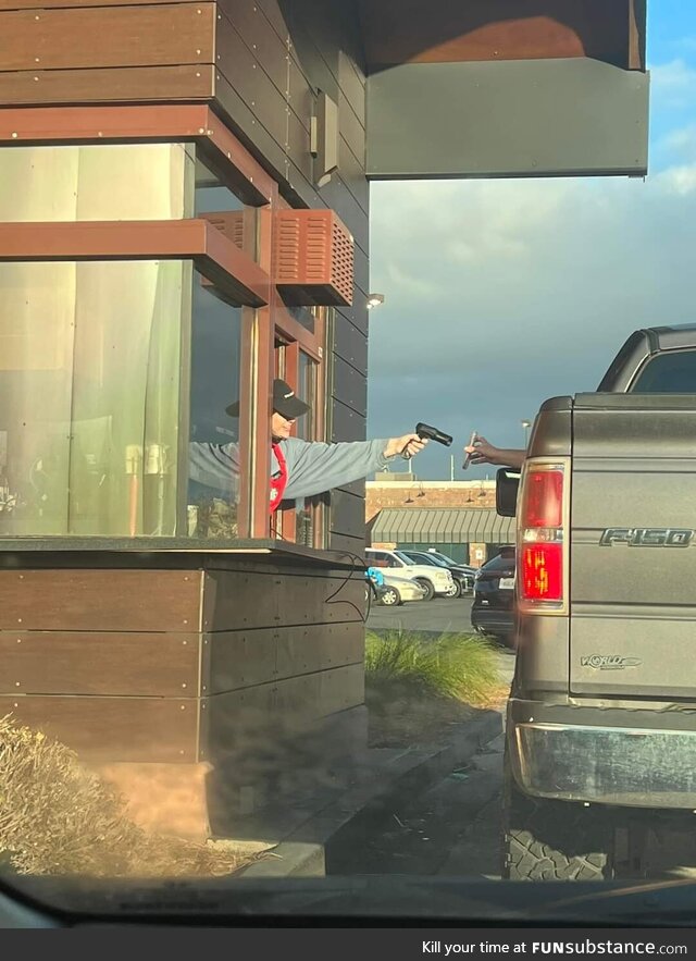 Imagine being in line at Starbucks glancing up to misunderstand what was taking place