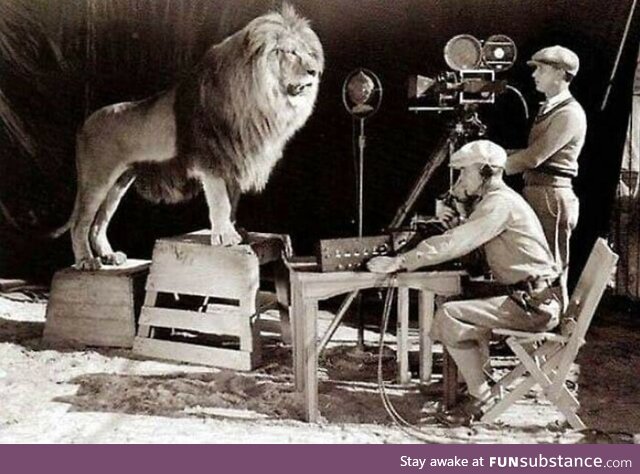 Shooting of the original MGM logo 1928