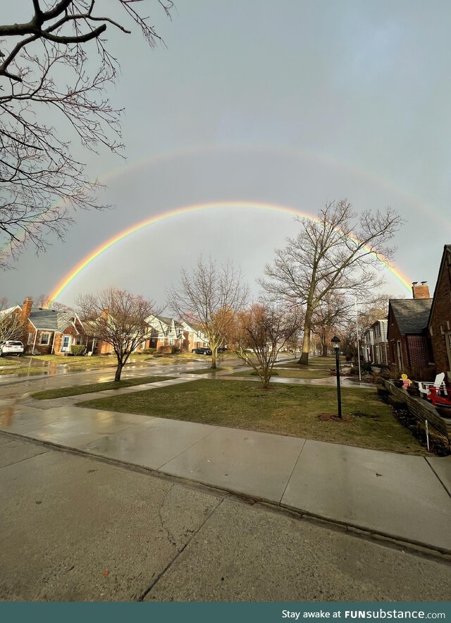 Saw this rainbow after a storm cleared. One of the best ones we’ve seen in person. [OC]