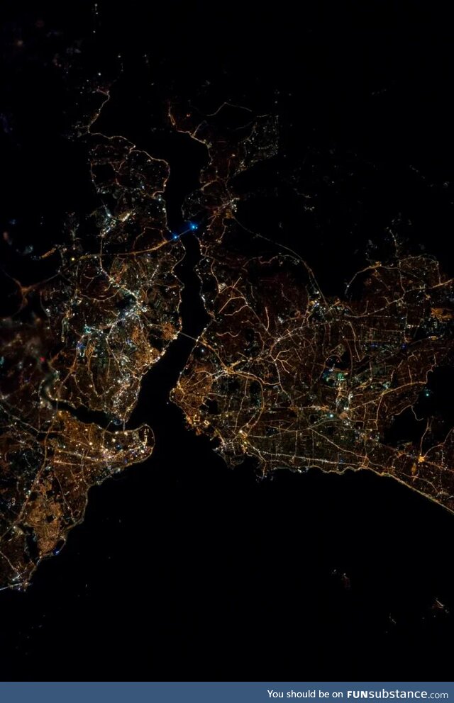 Istanbul, Turkey at night from the International Space Station