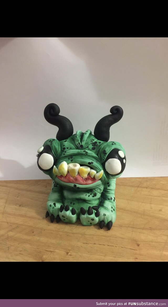 I made this little guy out of leftovers, now he just sits and stares at me