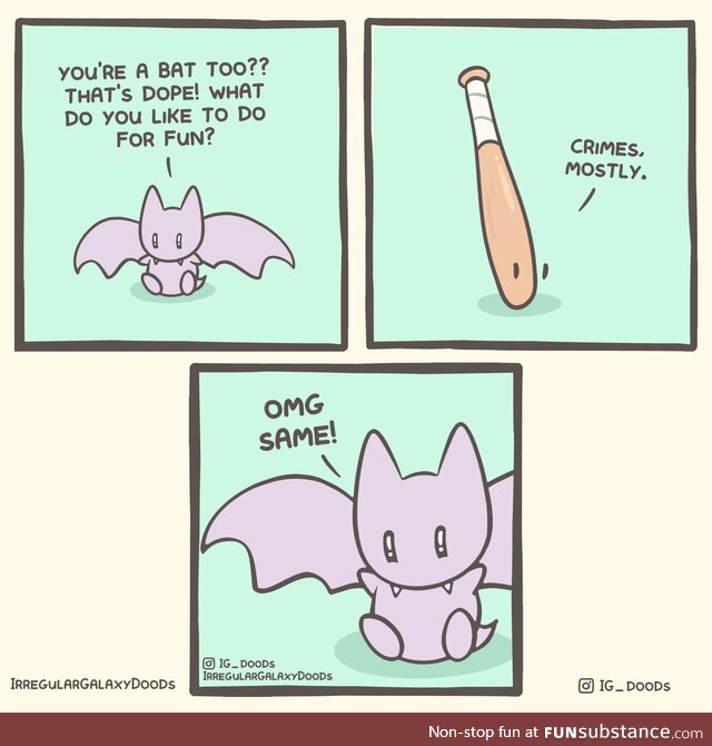 Just two bats hanging out [oc]