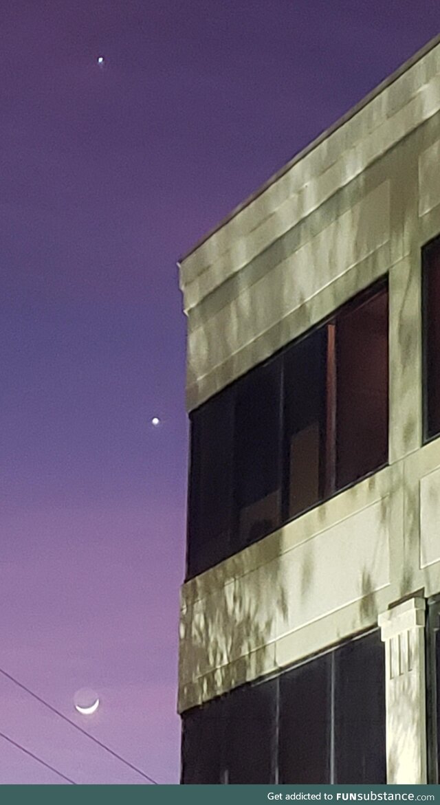 The Moon, Venus and Jupiter putting on a show tonight
