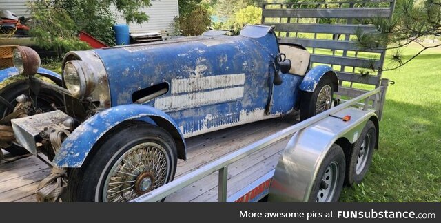 Renovating a house & found this 1964 Bugatti Type 35 stashed in the weeds!