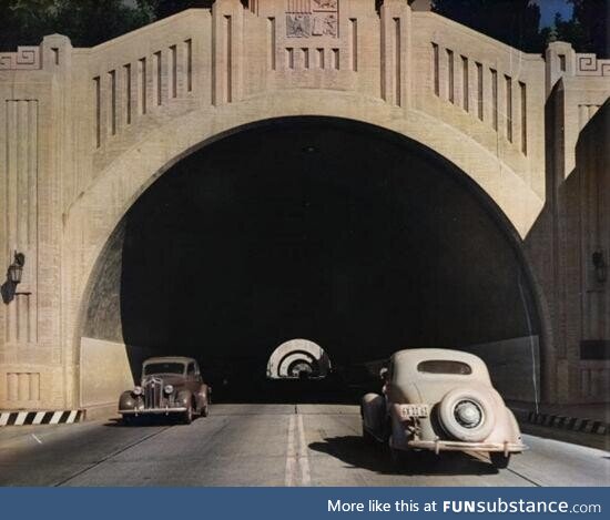 1940s los Angeles highway tunnel