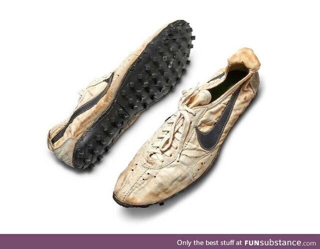 The first pair of Nike’s running shoes (1972) whose sole print was made from a waffle