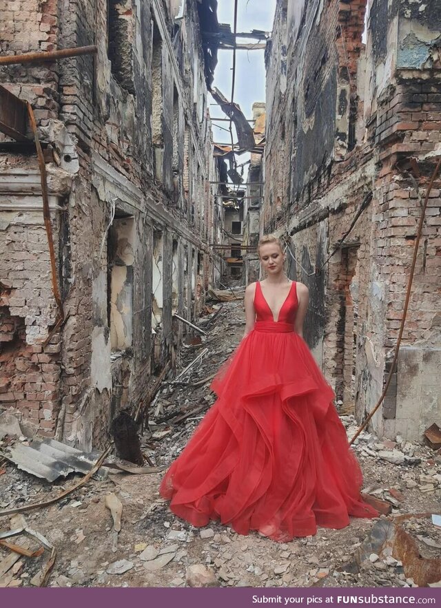 Dress & Debris: Graduation Photo Captures Ukraine's Pain