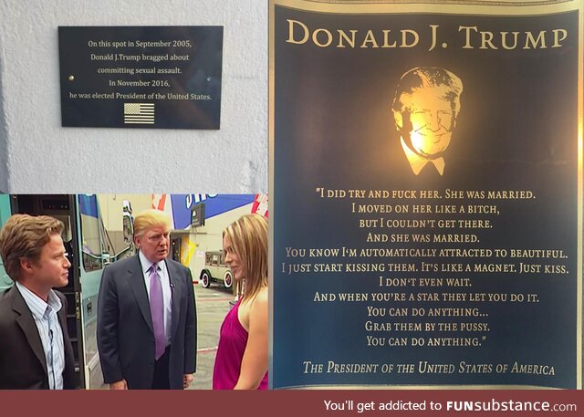 Plaque placed in dishonor of Trump's comments in the Access Hollywood tape