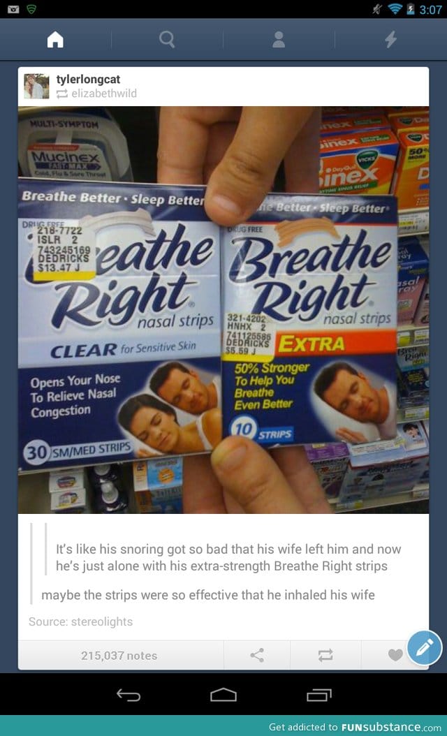 Inhaled his wife