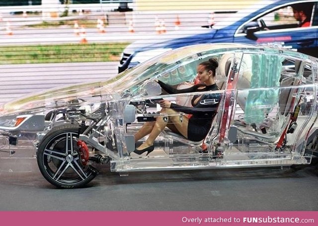 An entirely see-through acrylic car