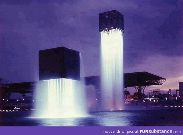 Floating fountains, Osaka, Japan