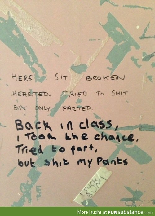 A nice little rhyme on a toilet door