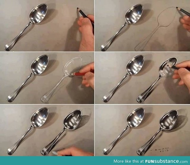 Realistic spoon drawing