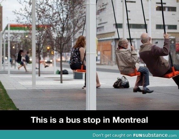 Bus stop in Montreal