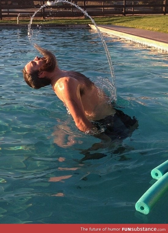 manly version of water hair flip.