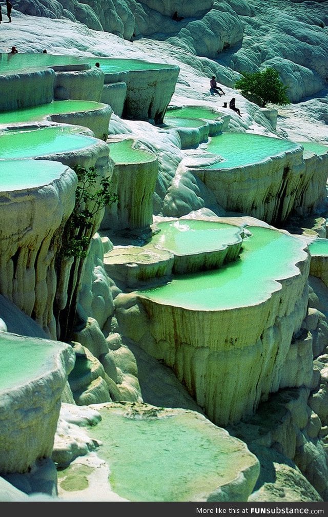 Natural rock pools in pamukkale, turkey