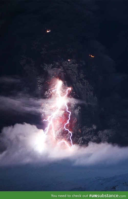 Lightning inside a volcanic ash cloud