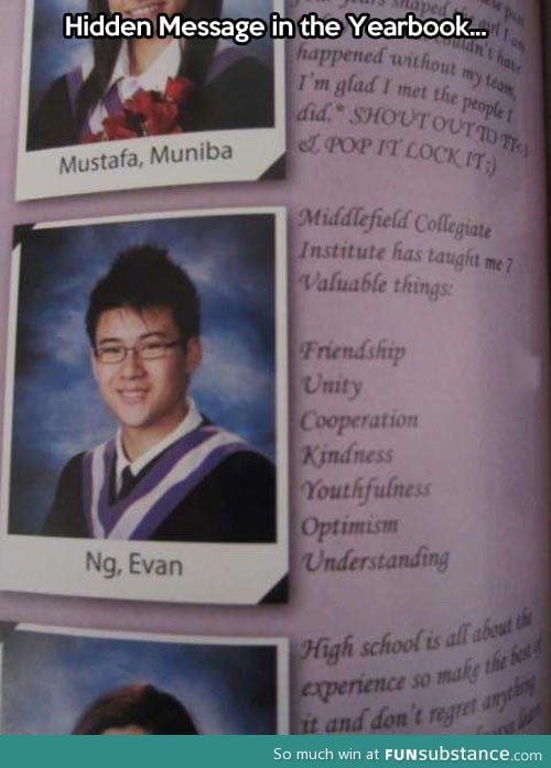 A yearbook's hidden message