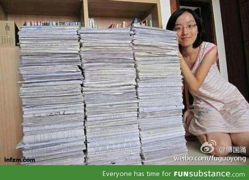 Chinese girl's exams from 3 years of high school