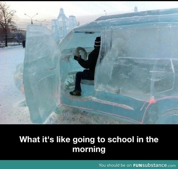 Going to school in the morning