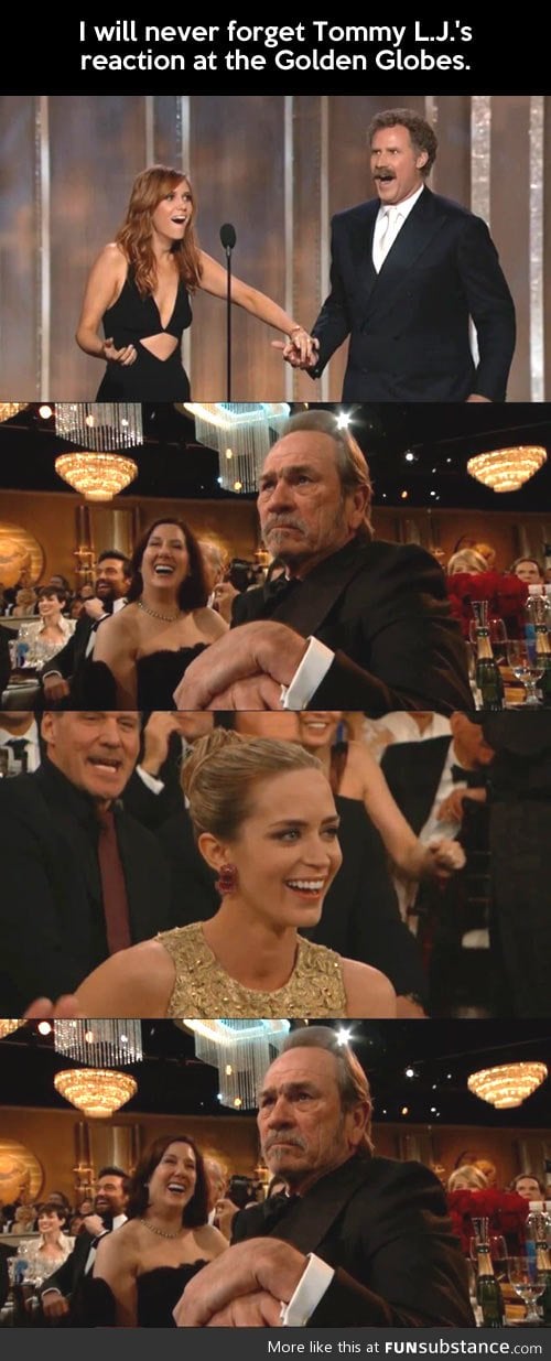 Tommy lee jones reaction at the golden globes