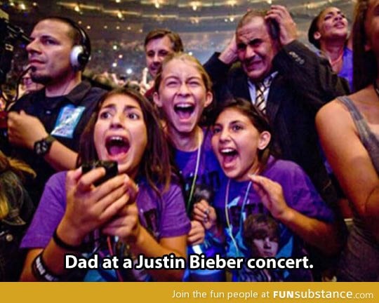 Dad at a Justin Bieber concert