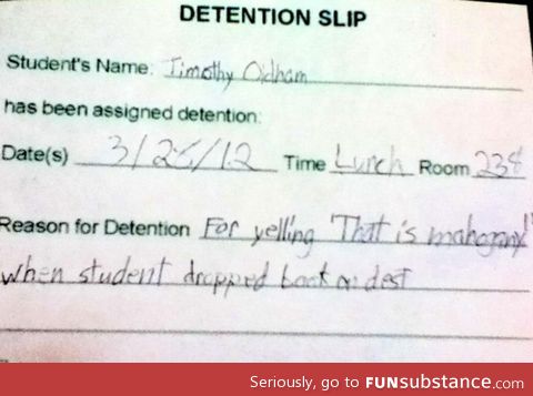 Detention slip