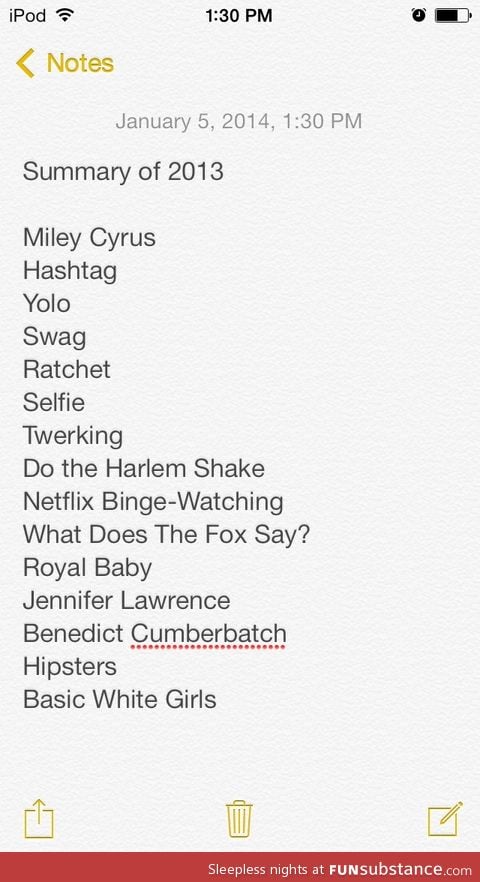 Summary of 2013. Feel free to add to the list