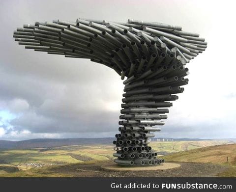 The singing tree - winds create music. Lancashire, england