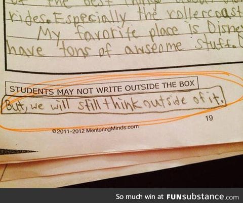 9-year-old student with some standardized test sass