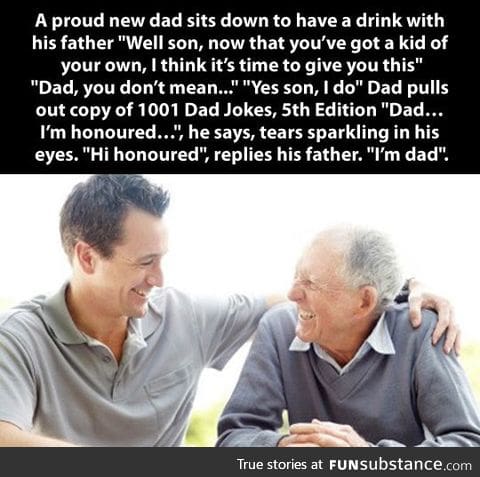 Dad gives something to his son…