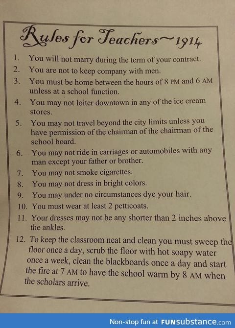 1914 rules for teachers